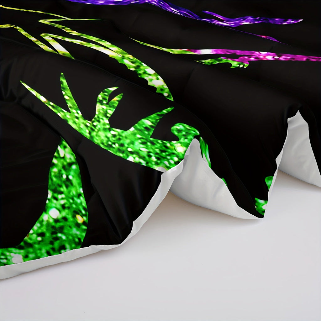 Rainbow Dinosaur Comforter Set Colorful Dino Bedding Cartoon Dinosaur With Shiny Glitter Bedding Set Bedroom Decor (1 Comforterr + 2 Pillowcases) Lightweight