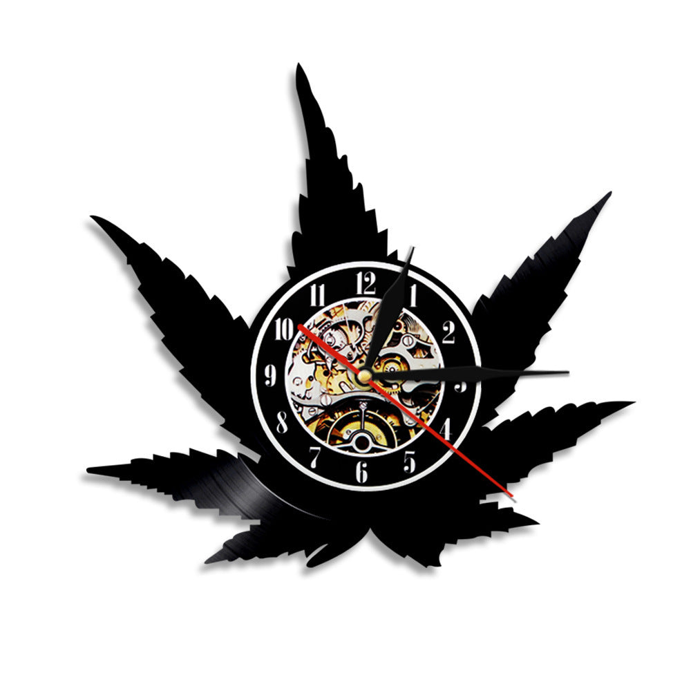 Black Vinyl Record Wall Clock Minimalist Frameless Handicraft