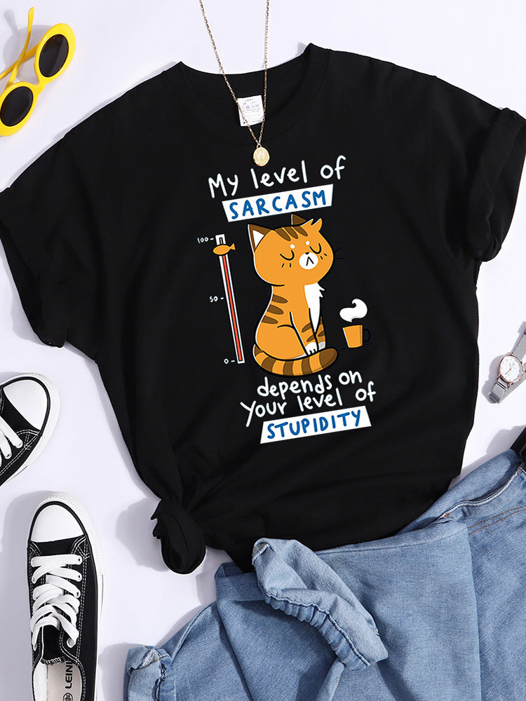 Pattern T-shirt Fashionable Printed Fashion Loose T-shirt Cat