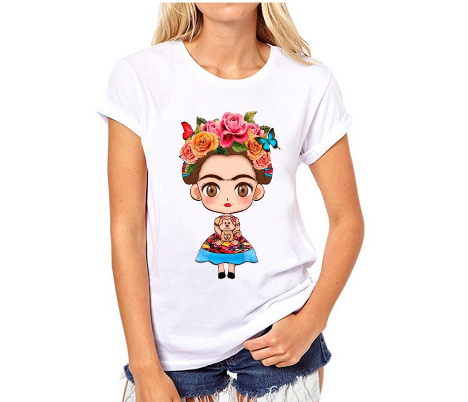 Women's printed letter round neck short-sleeved T-shirt foreign trade