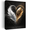 Elegant Golden & White Feather Oil Painting on Canvas - Framed Wall Art for Living Room Decor, 11.8x15.7 Inches