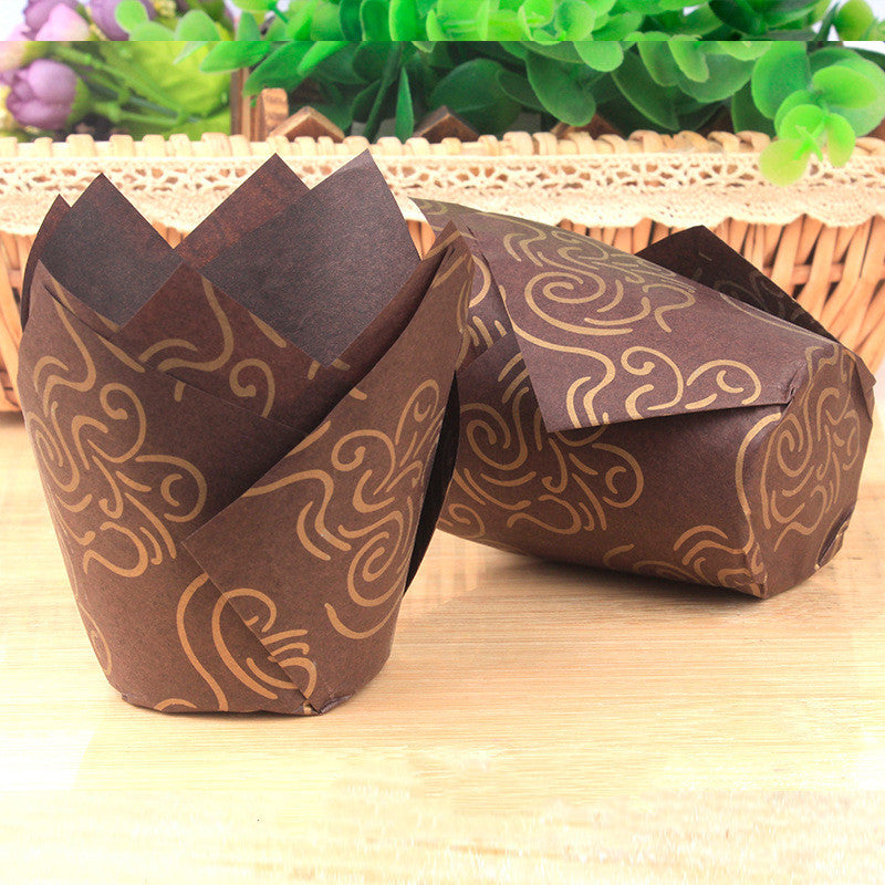 Household Oil And High Temperature Resistant Solid Color Tulip Cake Paper Cups