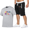 Cotton T-shirt fashion print short sleeve