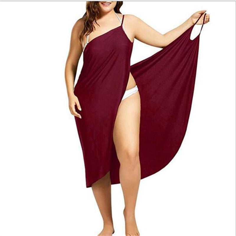Stitching Solid Color  Beach Dress Suspender One-piece Skirt