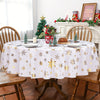 Christmas Tablecloth, Gold Foil Print Snowflake Christmas Table Cloth Square Rectangle Round Table, Waterproof Wrinkle Resistant White Tablecloths Washable, Christmas Decorations, Gifts