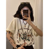 Women's Plus Size Half Sleeve Vintage Printed T-shirt