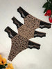 3pcs Sexy Leopard Print Lace Trim Thongs for Women - Low Rise, Comfortable Nylon Blend Panties