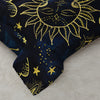 Sun and Moon Comforter Set, Starry Sky Celestial Star Bedding Set, Blue Golden Bohemian Gothic Comforter Set