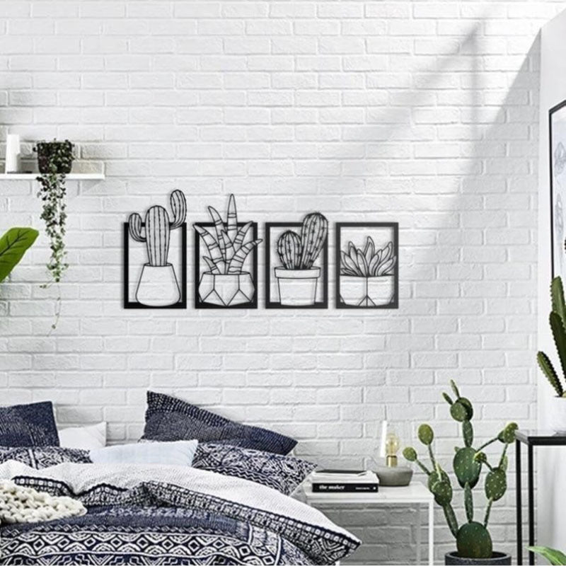 Cactus Metal Art Silhouette Decorative Painting Home