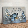 1pc Wooden Framed Canvas Painting Butterfly Flower Decor Vintage Rustic Wall Art Print For Home Decoration, Living Room&Bedroom, Festival Gift For Her Him Eid Al-Adha Mubarak