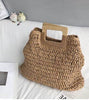 Wooden handle woven bag