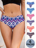 6 Pcs Seamless Aztec Print Briefs, Ultra Comfy Breathable Stretchy Women's Intimates Lingerie & Underwear for Everyday Wear