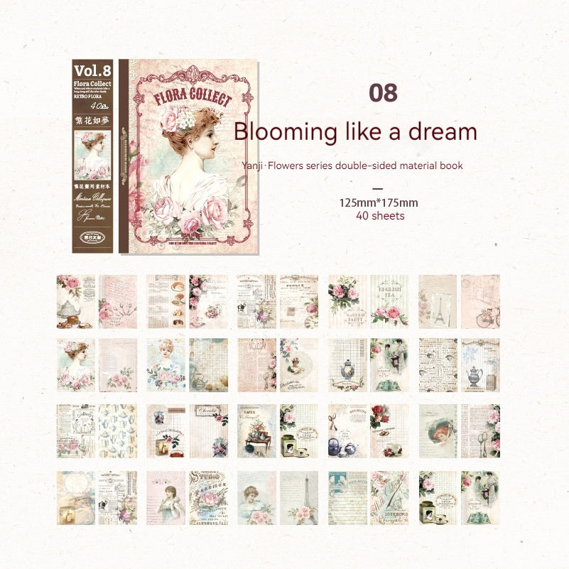 Double-sided Material Journal Book Retro Collage Background Note Paper