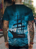 Men's Nautical Graphic T-shirt Ideal For Vacation And Casual Wear, Suitable For Outdoor Activities, All Seasons, Beach Vacation Wear