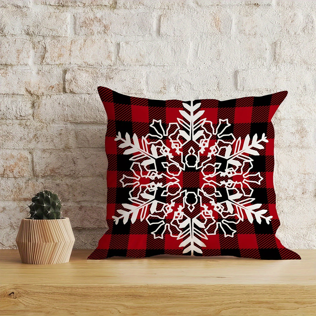 4pcs, Ultra soft pillowcase, Reindeer Christmas tree pattern pillowcase, Christmas style, Single side printing, 17.7 inches * 17.7 inches, 15.7 inches * 15.7 inches, Suitable for sofa, living room, bedroom home decoration, No pillow core