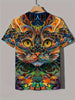 Men's eye-catching and colorful cat print T-shirt - lightweight short sleeved round neck, perfect for outdoor exploration and daily style