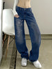 Women's Wide Leg Boyfriend Jeans Straight Leg With Printed Button Zipper Opening Loose Casual Jeans