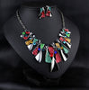 Metal Geometric Shape Rhinestone Earring Necklace
