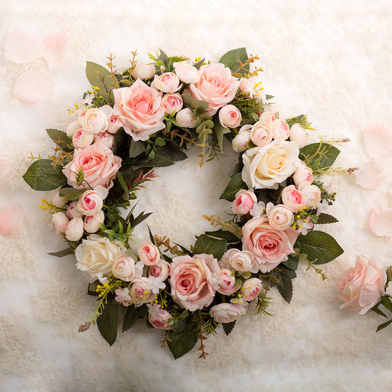 The rose flower wreath hanging wall flowers simulation round heart-shaped ornaments wedding wedding room decoration decoration wall Home Furnishing
