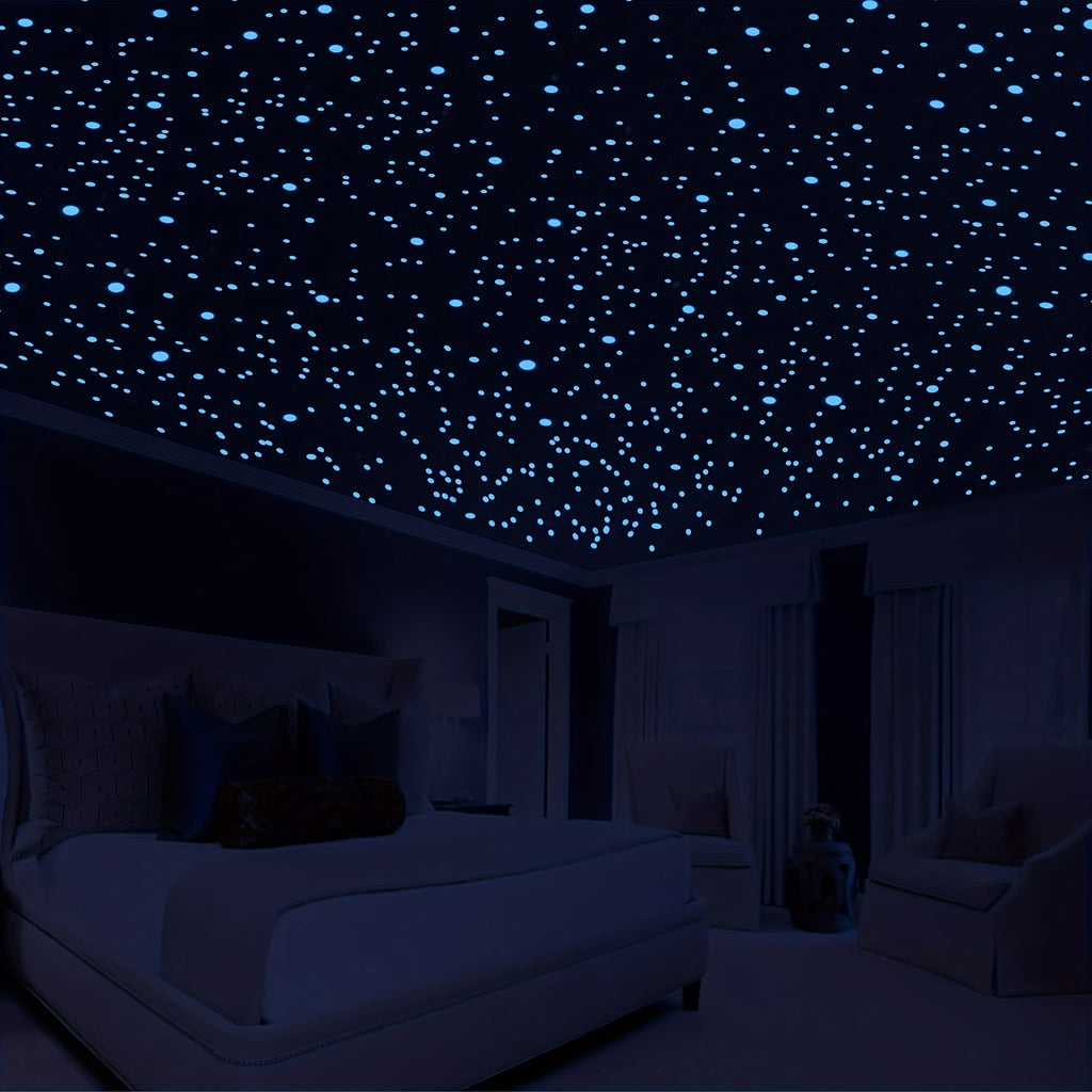 1230 Pcs Ultra Luminous Glow-in-the-dark Wall Stickers, 3D Adhesive Dots Decor for Starry Sky Bedroom Ceiling or Birthday Gift