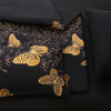 7Pcs Erosebridal Golden Butterfly Print Comforter Set - Stain Resistant, Ultra Soft Microfiber, Lightweight, Woven Bedding With 100% Polyester Fiber Fill - Queen/King Size Bed In A Bag For All Seasons