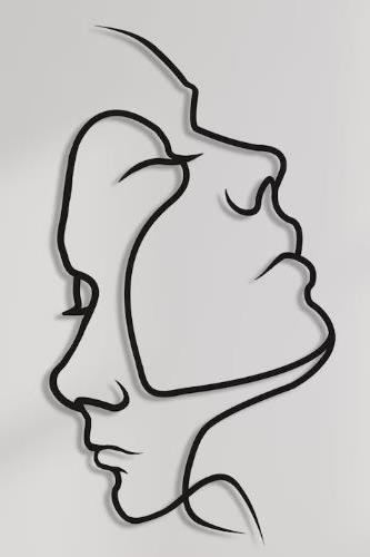 Character Couple Head Wall Decoration Silhouette Abstract Line Metal Iron Art