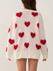 Chic Heart Pattern Sweater for Women - Cozy Acrylic, Long Sleeve, Round Neck Pullover - Perfect for Fall & Winter