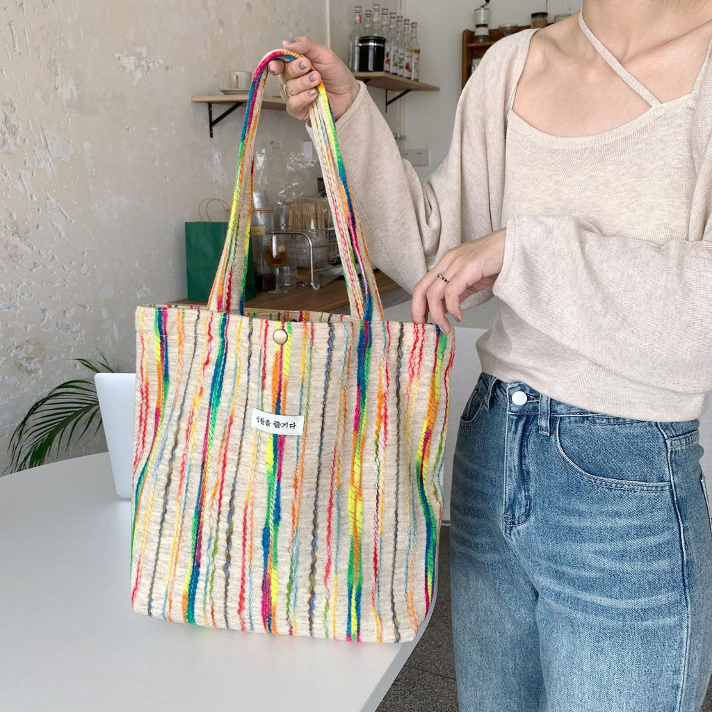 Rainbow Stripe Shoulder Bag For Women