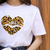 Leopard Print Love Lip Print Fashion Western Style Summer Ladies Print Short-sleeved T-shirt Top