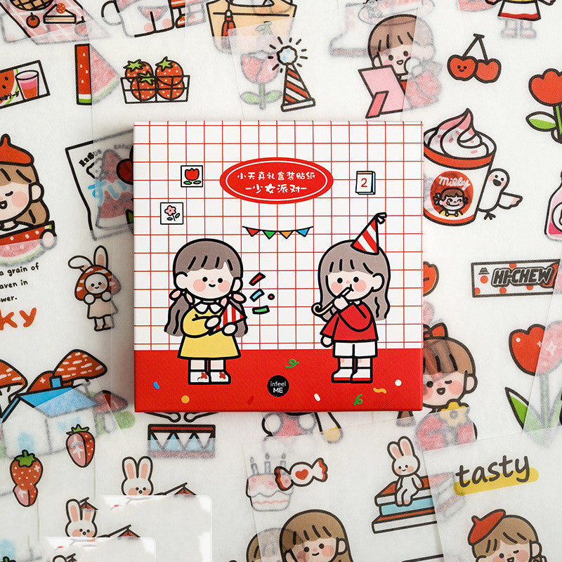 100 girls heart hand account sticker set