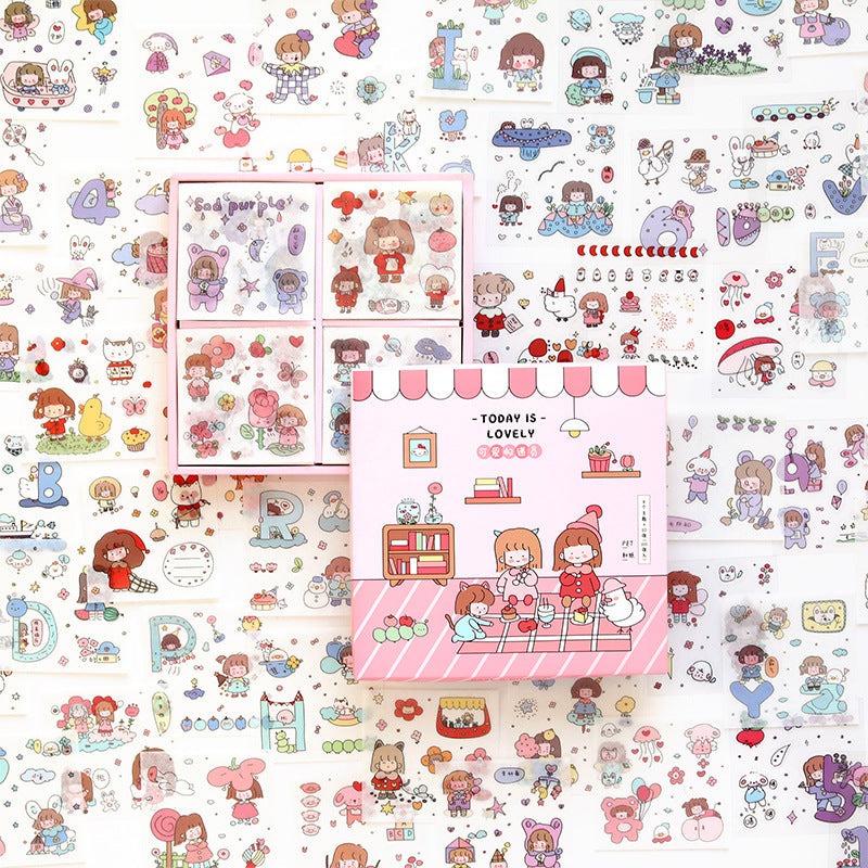 100 girls heart hand account sticker set