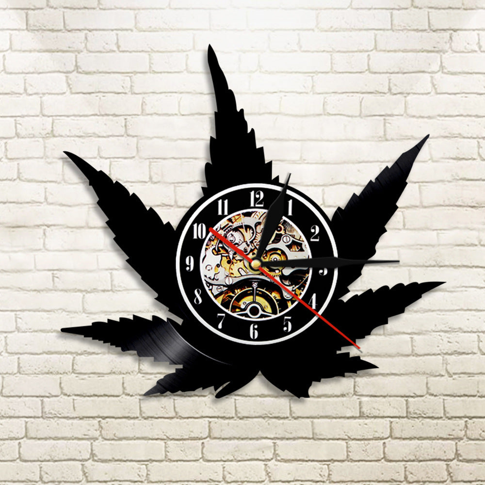 Black Vinyl Record Wall Clock Minimalist Frameless Handicraft