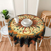 Vibrant 3D Mandala Sunflower Round Tablecloth - Easy-Care Polyester, Perfect for Home & Dining Decor