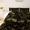 Black Golden Mushroom Comforter Set, Natural Wild Fungus Bedding Sets Botanical Plants Duvet Set 3 Kawaii Bedding Set Mushroom Decor