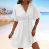 Ice Silk Cloth Lace Stitching Beach Dress Bikini Swimsuit Outwear Blouse