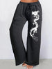 Women's Dragon Print Casual Joggers - Comfy Stretch Drawstring Sweatpants, Loose Fit, Soft Polyester Blend, Perfect for Spring & Fall