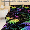 Rainbow Dinosaur Comforter Set Colorful Dino Bedding Cartoon Dinosaur With Shiny Glitter Bedding Set Bedroom Decor (1 Comforterr + 2 Pillowcases) Lightweight
