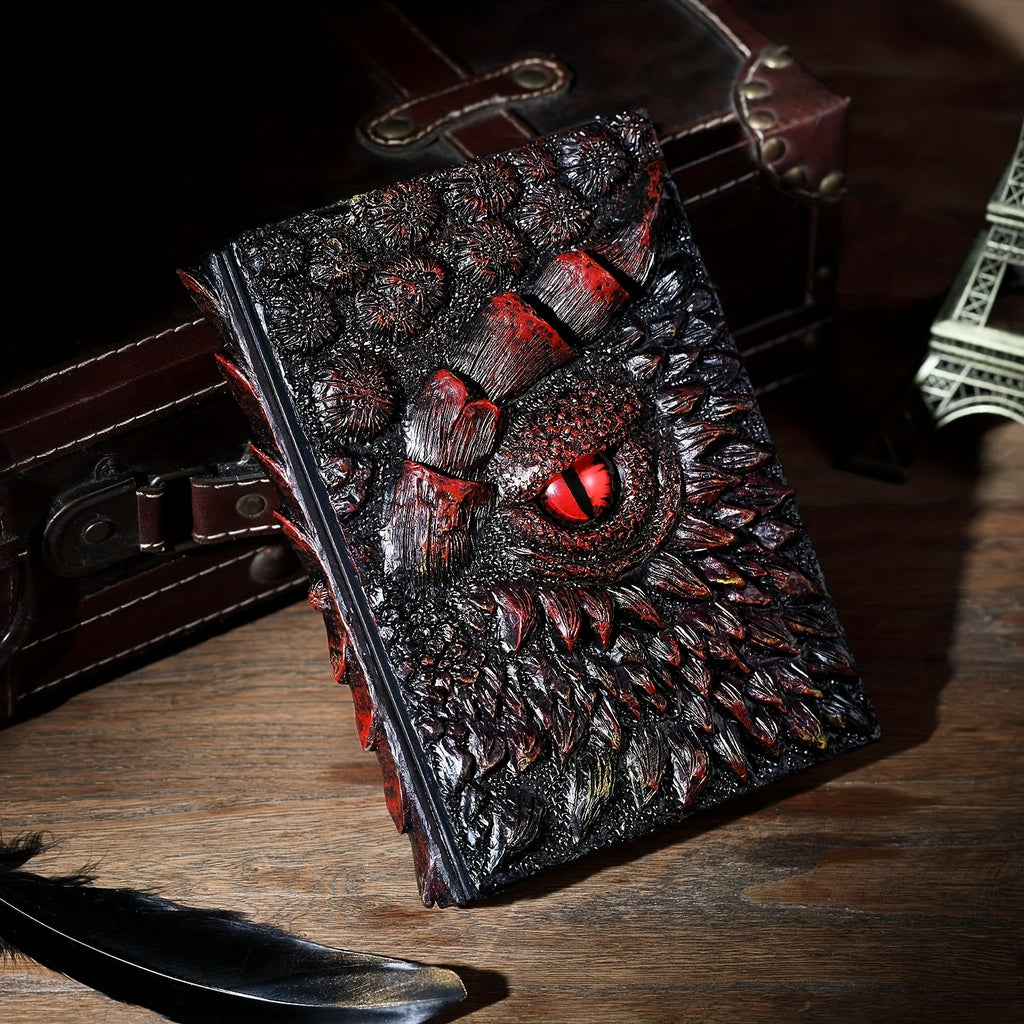 3D Dragon Eye Embossed Dragon Journal Writing Notebook for Man/Woman Handmade Travel Journal Dnd notebook for gragon lovers Resin Engraving Notebook Blank Paper 120sheets 240pages 1050g