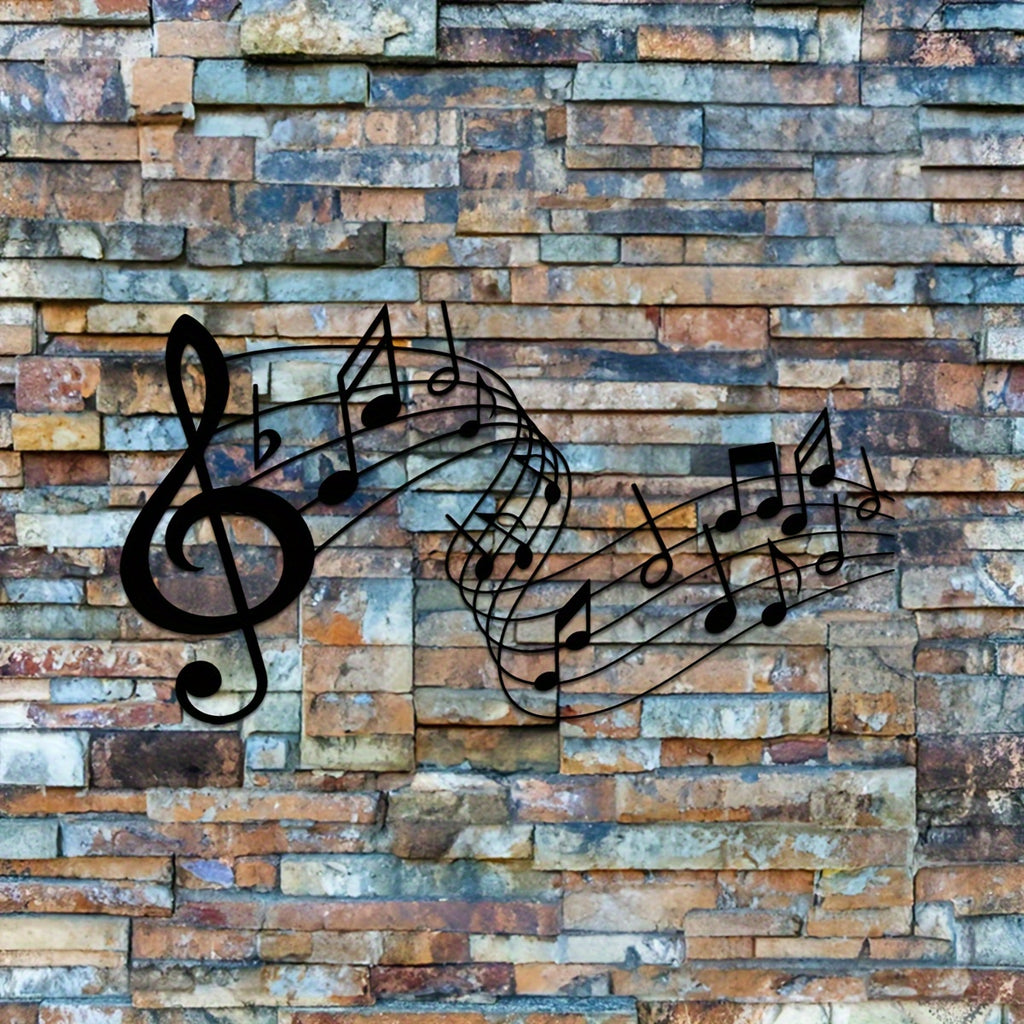 Unique Music Notes Metal Wall Art - 15.75" x 8.61" Minimalist Sculpture, Modern Home Decor, Creative Gift for Musicians and Housewarming