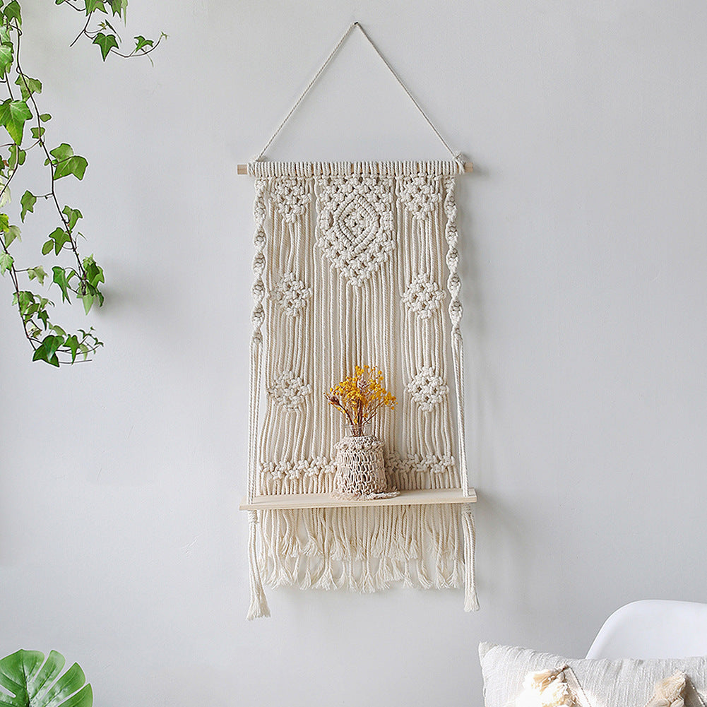 Tassel Leaf Woven Tapestry Rack Decoration Storage