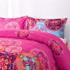 3pcs Pink Bohemian Pattern Comforter Set, Floral Style Bedding Ultra Soft 100 Microfiber Polyester with Quilt Set Bed In A Bag ( 1 Quilt 2 Pillowcases), As Thanksgiving, Chrismas Gift