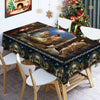 Festive Christmas Tablecloth: The Birth of Jesus Design, Polyester, Waterproof, Wrinkle Resistant, Machine Washable, Scalloped Edge, Suitable for Xmas Party, Picnic, Cafe, Home