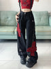 Plaid Print Cross Patchwork Streetwear Chic Loose Fit Wide Leg Jeans, Women's Denim Jeans & Clothing