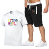 Cotton T-shirt fashion print short sleeve
