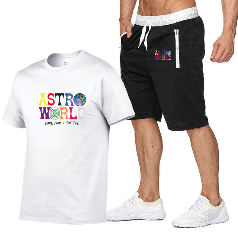 Cotton T-shirt fashion print short sleeve