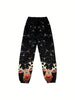 Loose Casual Reindeer Print Elastic Waist Pants With Pocket, Christmas Women's Clothing Jogger