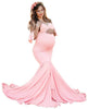 Women's Mercerized Cotton pregnant women's Ruffle sleeve cross V-neck tailed dress photography dress