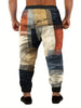 Men's Color Blocking Patchwork Print Jogger Sweatpants with Drawstrings, Casual Sports Trousers As Gift