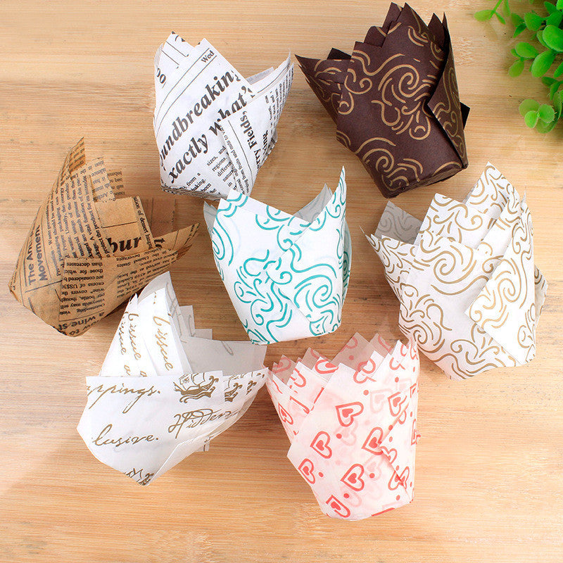 Household Oil And High Temperature Resistant Solid Color Tulip Cake Paper Cups