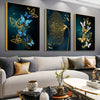 3pcs Golden Canvas Butterfly Leaves Wall Art for Living Room Decor - Elegant and Stylish, 15.7x23.6in/40cmx60cm